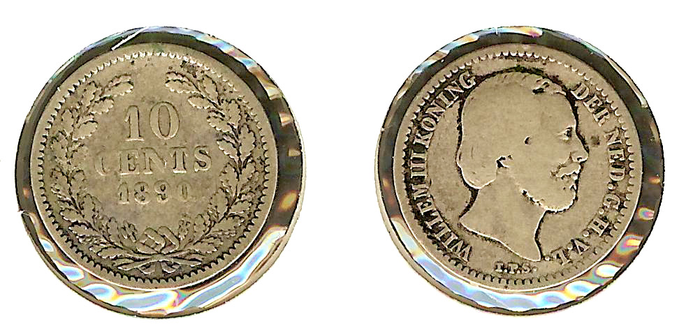PAYS-BAS 10 Cents Guillaume III 1890 Utrecht B+ à TB